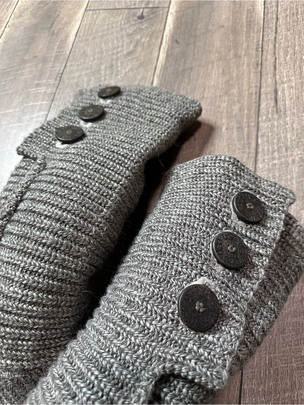 UGG Australia Grey Sweater Button Down Boots - Picture 2 of 8